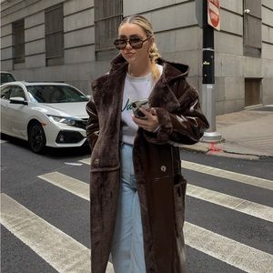 Brown shearling coat - ASOS